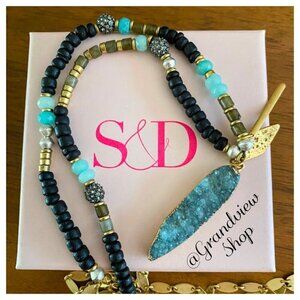 Stella & Dot Artisan Druzy Pendant Necklace